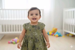 Cute Green Floral Baby Dress