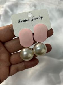 Pink &amp; Pearl Drop Earrings