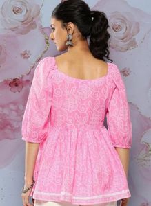 Libas Pink Floral Short Kurti Tunic