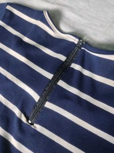 Navy Blue And White Striped Top
