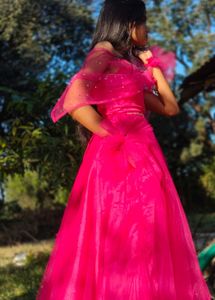 Hot Pink Bow princess gown With Hand Cuffs