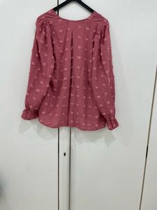 🌸Dusty Rose Cloud ☁️✨ Textured Pom-Pom Blouse