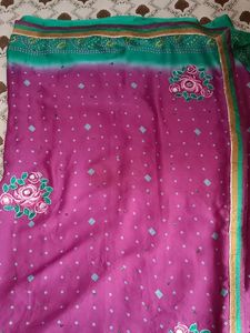 Garden Silk Sarees With Fall Done No Blouse Pic