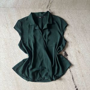Dark Green V-Neck Top
