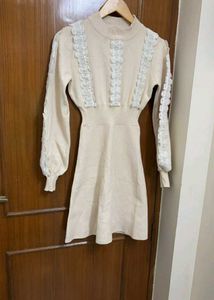 Elegant Lace Trim Knit Dress