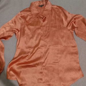Elegant Peach Satin Shirt