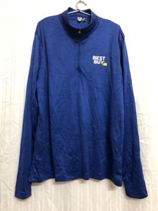 Blue Long Sleeve Half Zip T Shirt