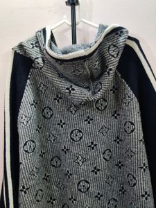 men&#39;s premium imported Blue Logo Wool Hooded jacke