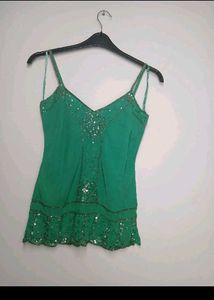 SALE🔥VINTAGE SEQUIN GREEN PARTY TOP/ FAIRYCORE