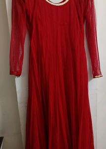 Bright Red Beautiful Anarkali Suit