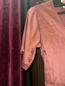 Peach Satin Wrap Dress