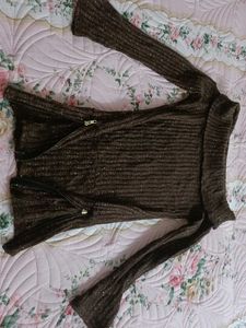 Brown Off-shoulder Knit