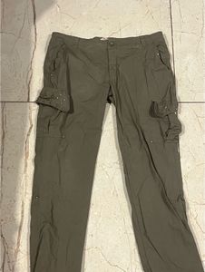 Y2K Olive Green Cargo Pants with Studded Pockets