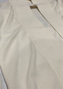 Off White Textured Open-Front Cardigan