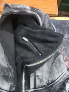 Distressed Graphic Zip-Up Hoodie
