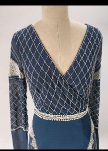 Maya navy beaded mini dress