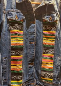 Chemistry Boho Print Painted Denim Jacket
