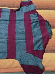 Mast &amp; Harbour Men Grey Red Striped Polo Tshirt