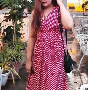 Retro Red Polka Dot Maxi Dress