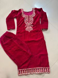 Beautiful Pink Velvet Dress Without Duppata