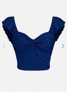 Blue Ruffle Crop Top