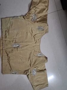 Light Gold Boat Neck Blouse