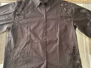 🖤✨ Midnight Bloom: Black Lace Statement Shirt ✨🖤