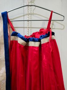 Festive Red Net Lehenga with Dupatta