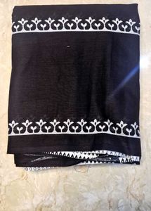 Black Pure Cotton Saree