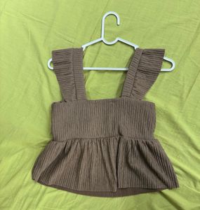 Brown Ruffle Paded Top