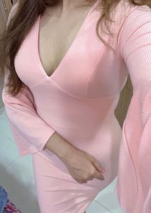 Pinkish Peach Flared Sleeve Dress