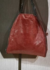 Red Chain Trimmed Shoulder Bag