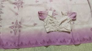 Beautiful Pink Embroidery Saree With Blouse