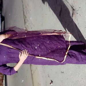 Straight kurta with plazoo and duppata