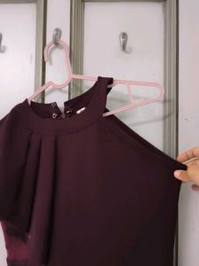 Burgundy One-Shoulder Dress