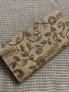 Embroidered Gold Clutch