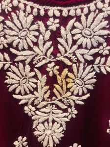Embroidered Maroon Tank Top