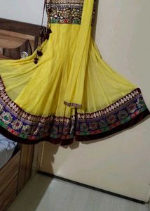Yellow Anarkali Kurta With Duppata