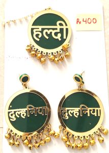 Earring With Name Maang Tikka Set