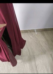 Burgundy One-Shoulder Gown