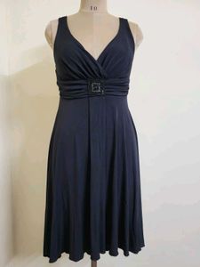 Elegant Navy V-Neck Dress