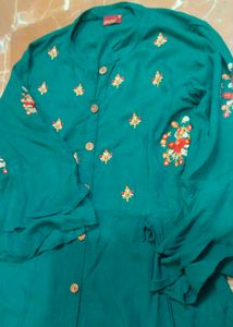 Embroidered Teal Tunic Top