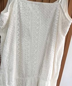 Lace White spaghetti strapy Dress