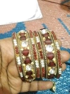 Kio Yi B Combo Lelo Sirf 99Maroon Stone Bangles