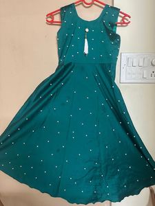 Girls Gown | Green Dress with Pearls
