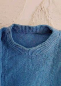Blue Knit Pullover Sweater