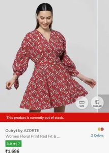 Red Floral Print Dress