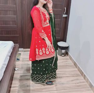 Frock Dupatta And Skirt Set
