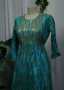 Teal Embellished Maxi Dress