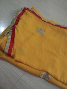 Yellow Dupatta with Silver Embellishments